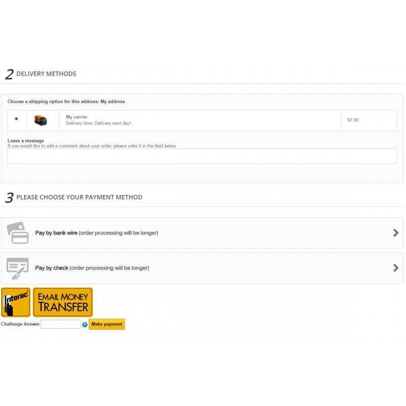Interac E Transfer Payment Module Bellini Services Modules Interac Email Transfer Payment Module Challenge Answer Displayed In The Back Office Order Page 1 6 Selection